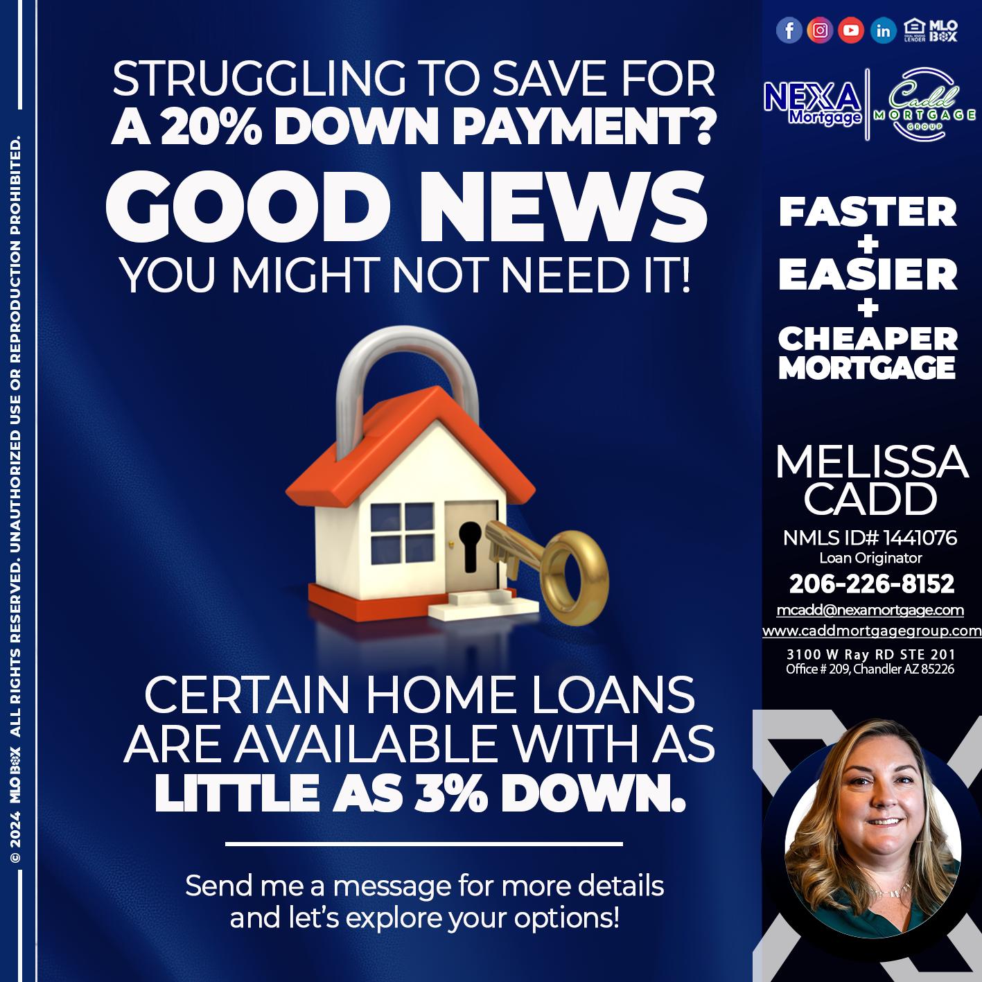 good news - Melissa Cadd -Loan Originator