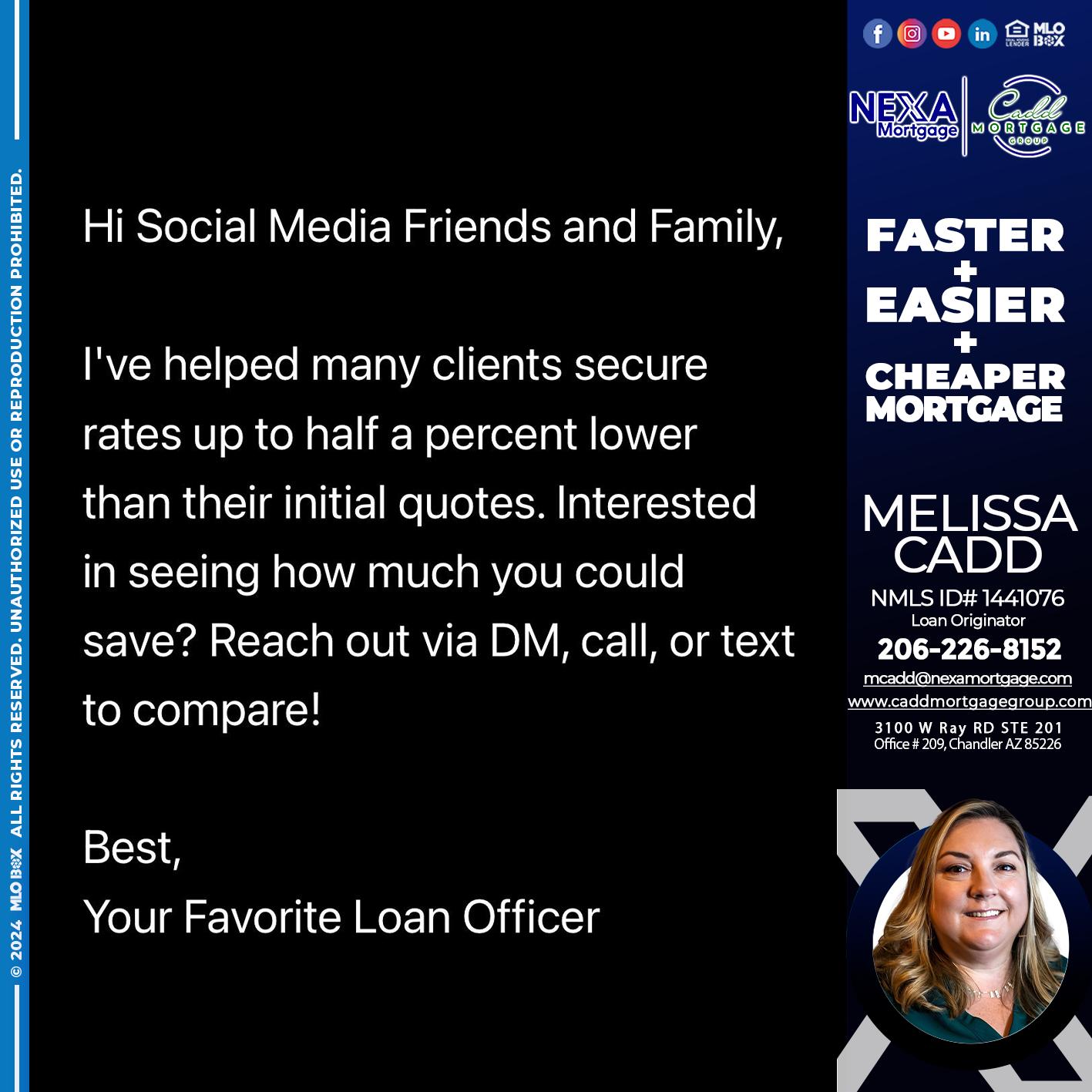 SOCIAL MEDIA - Melissa Cadd -Loan Originator