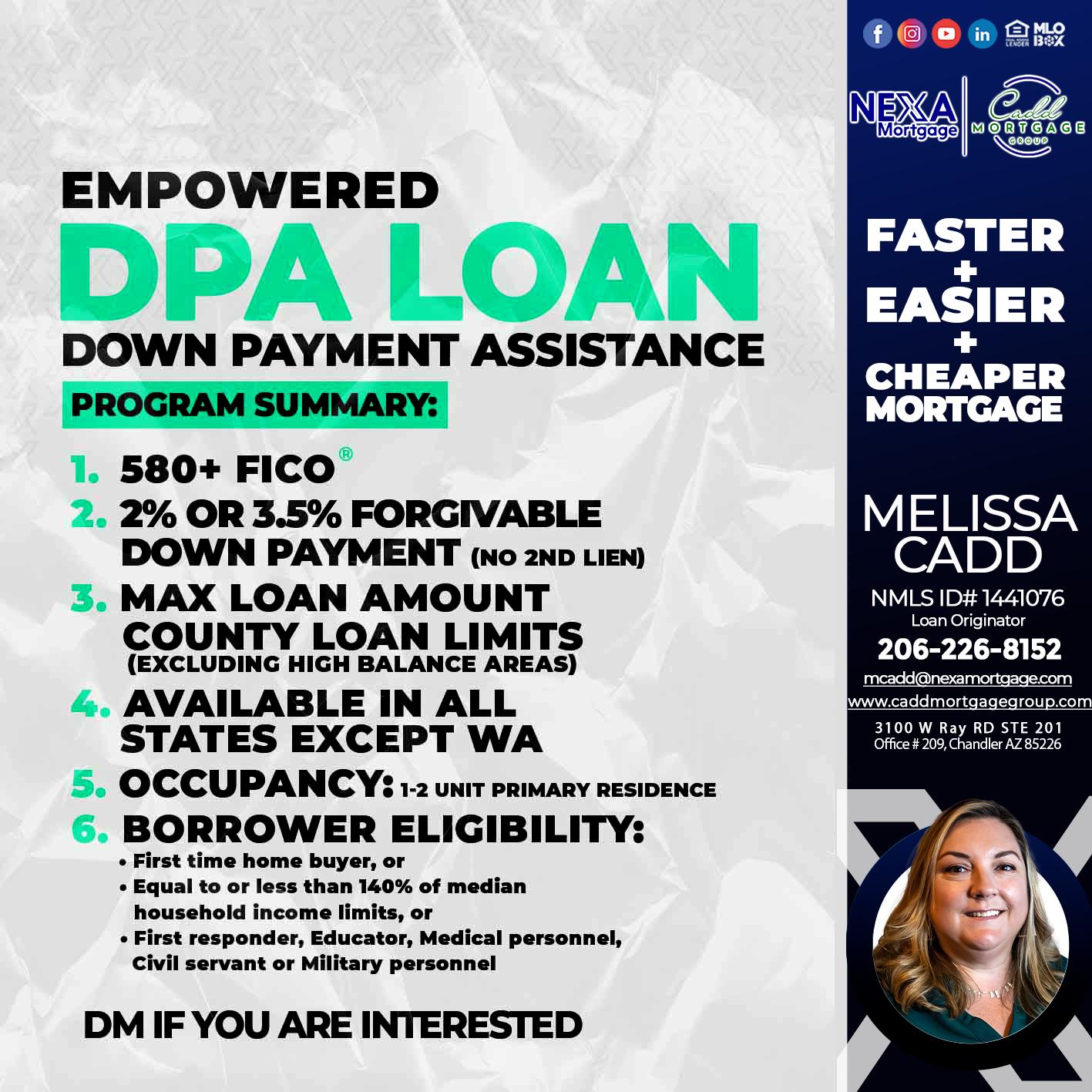 dpa loan - Melissa Cadd -Loan Originator