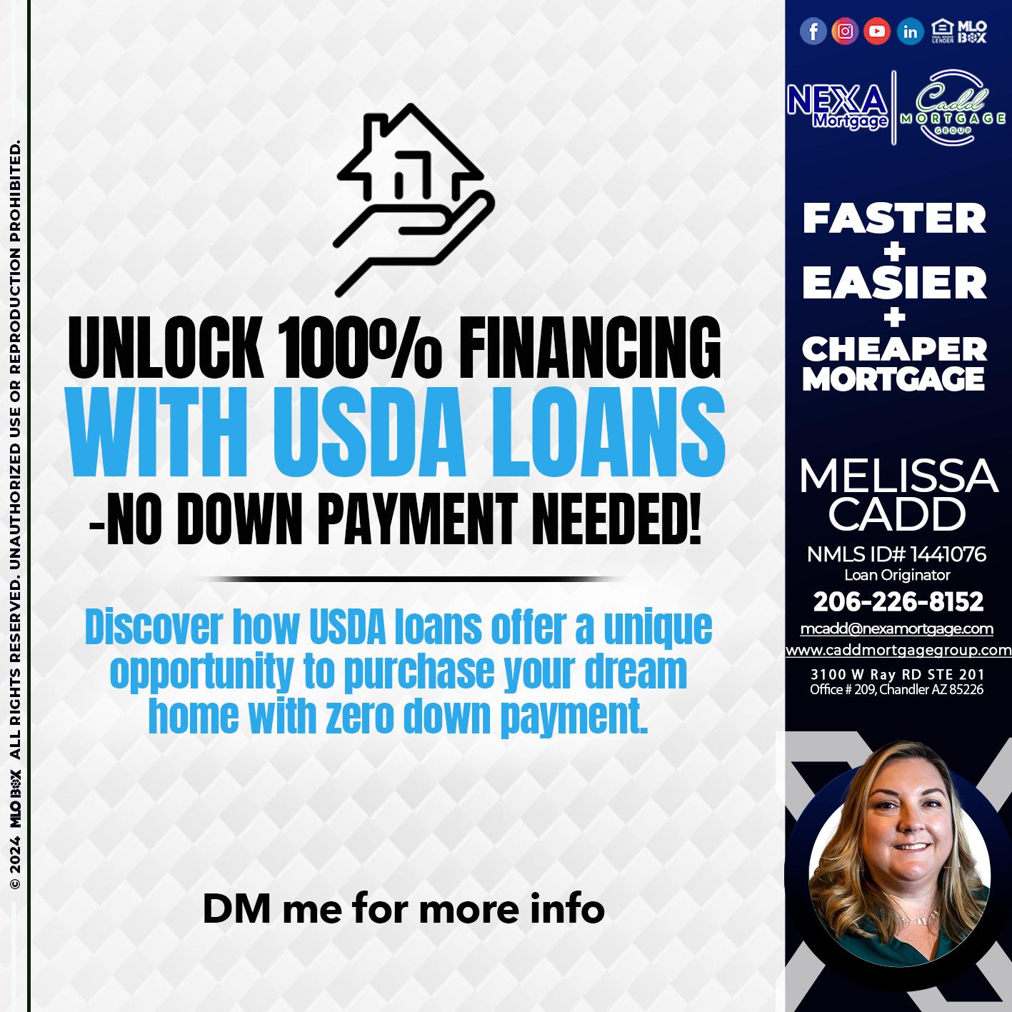 UNLOCK 100% - Melissa Cadd -Loan Originator