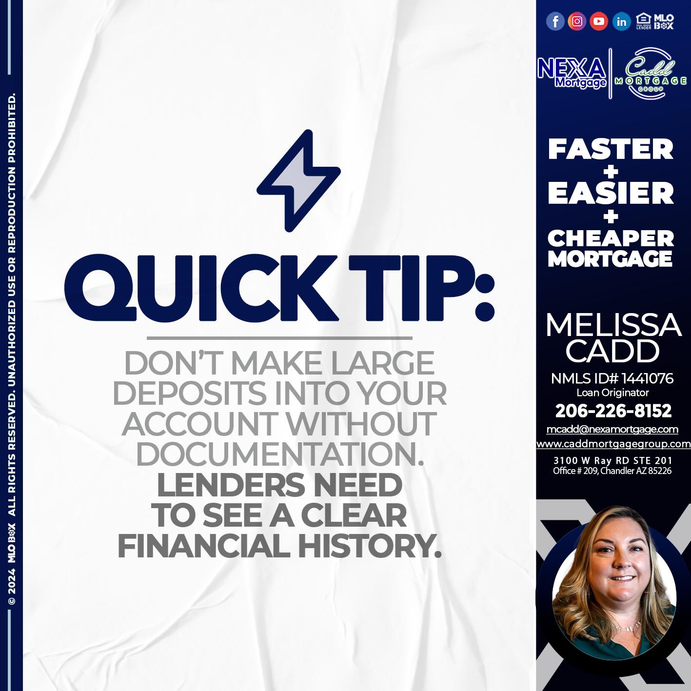 quick tip - Melissa Cadd -Loan Originator