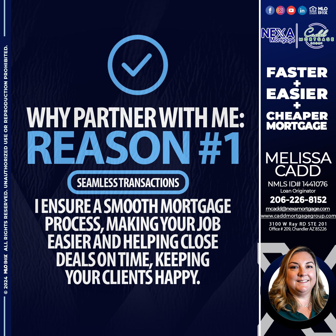 REASON 1 - Melissa Cadd -Loan Originator