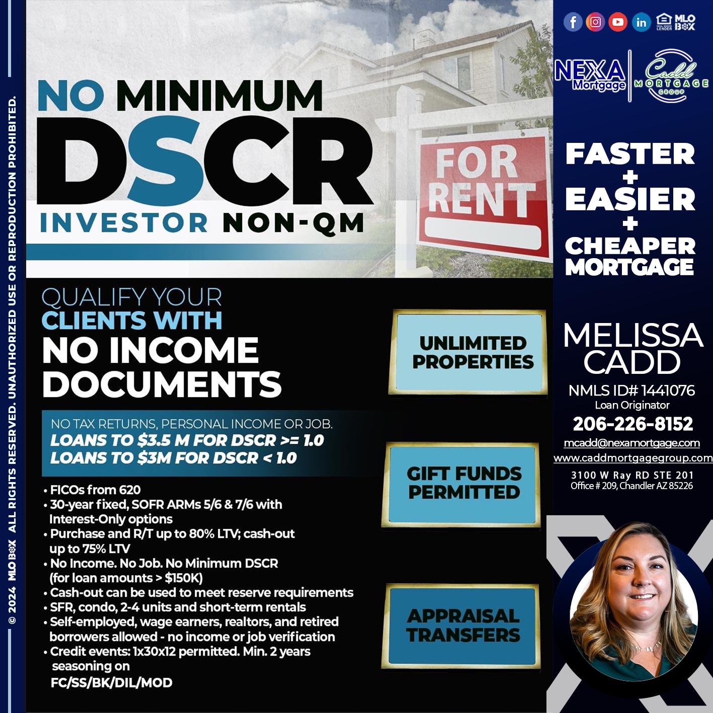 DSCR - Melissa Cadd -Loan Originator