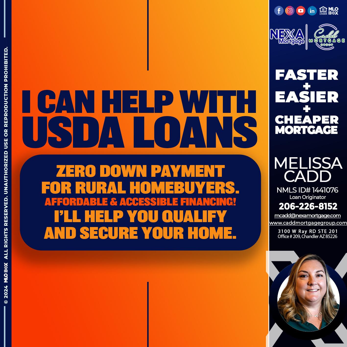 I CAN HELP USDA LOANS - Melissa Cadd -Loan Originator