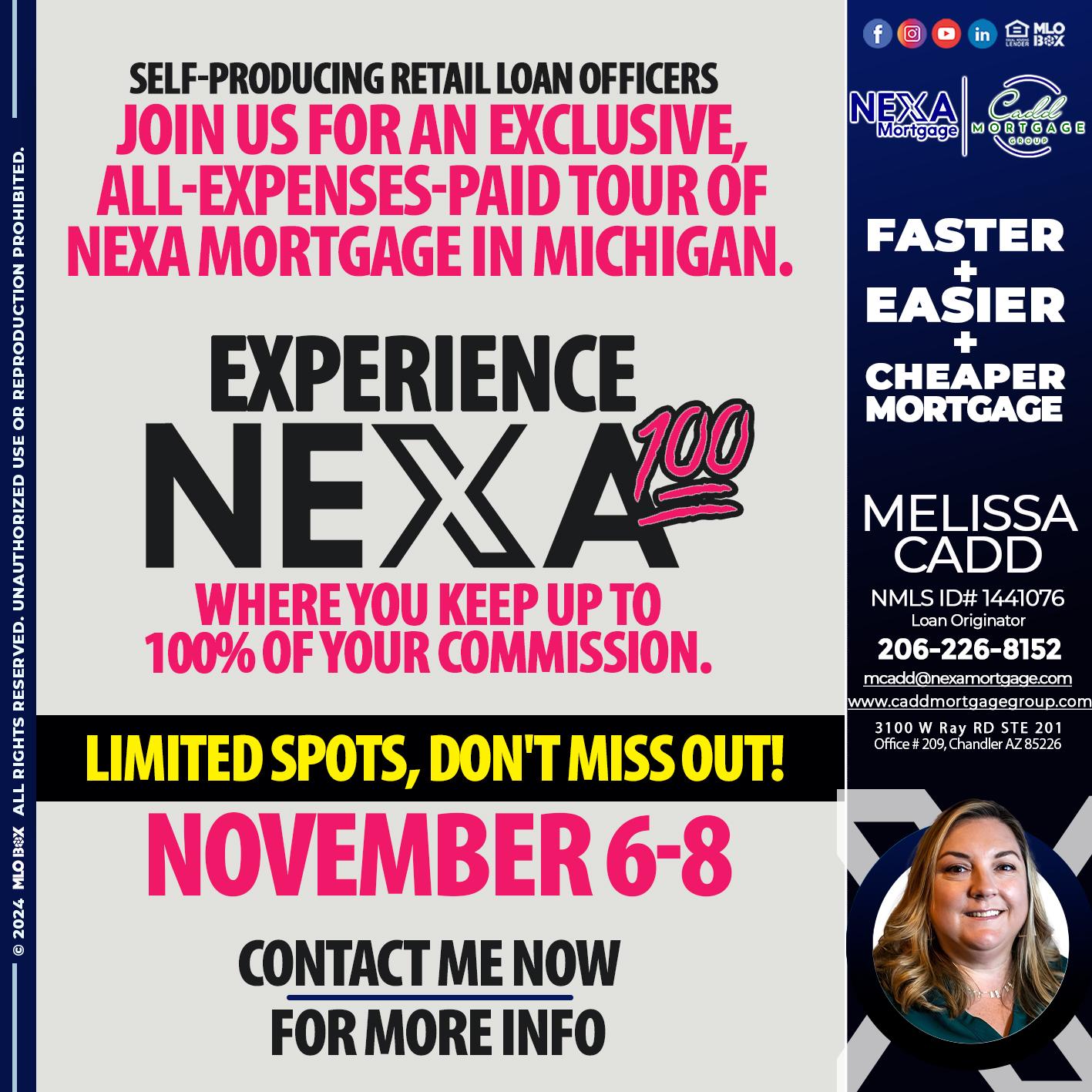 NEXA 100 NOVEMBER 6-8 - Melissa Cadd -Loan Originator