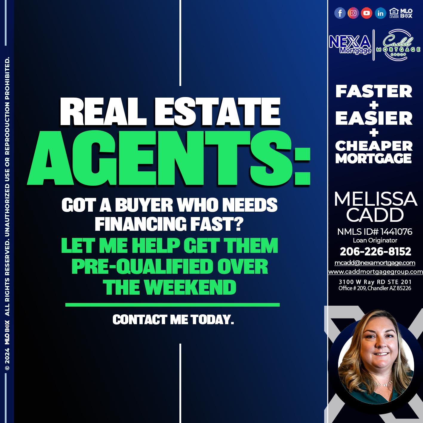 REAL ESTATE AGENTS - Melissa Cadd -Loan Originator