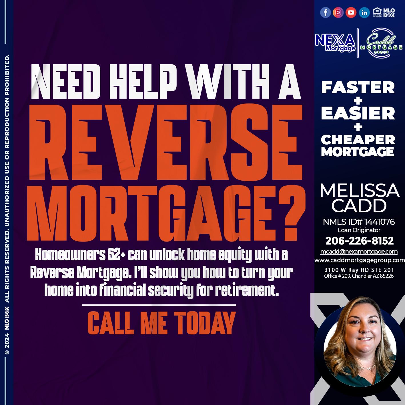 reverse mortgage - Melissa Cadd -Loan Originator