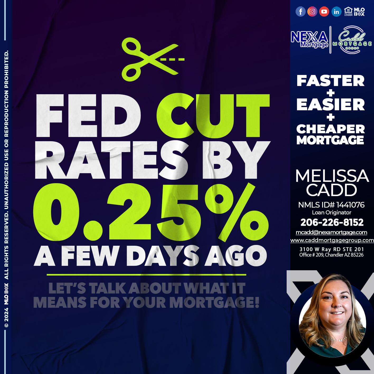 FED CUT 2.5% - Melissa Cadd -Loan Originator