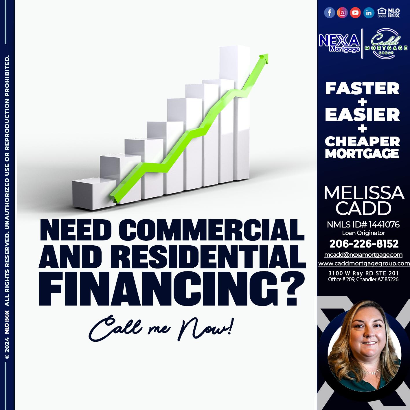 NEED COMERCIAL LOAN? - Melissa Cadd -Loan Originator