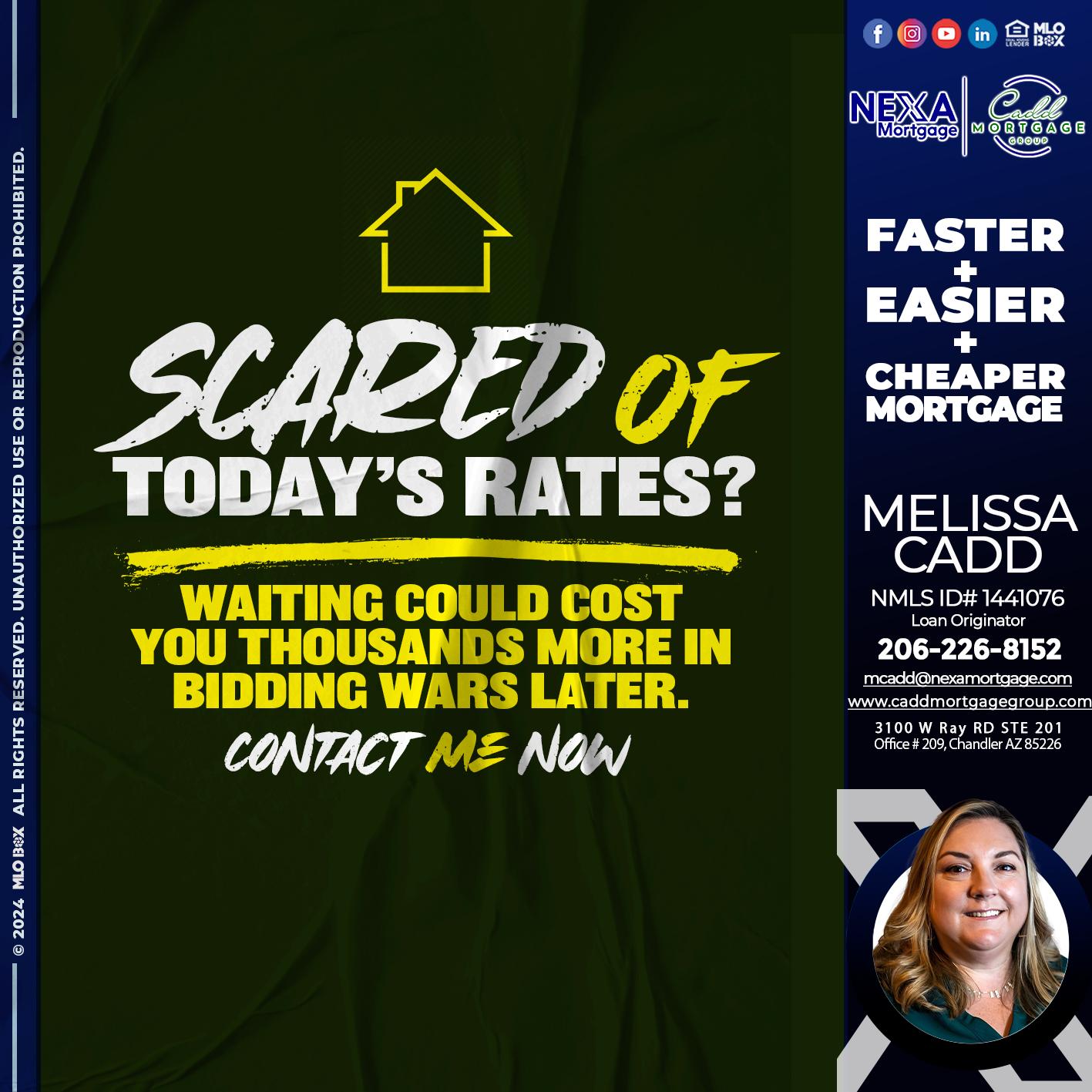 SCARED OF TODAY RATES? - Melissa Cadd -Loan Originator