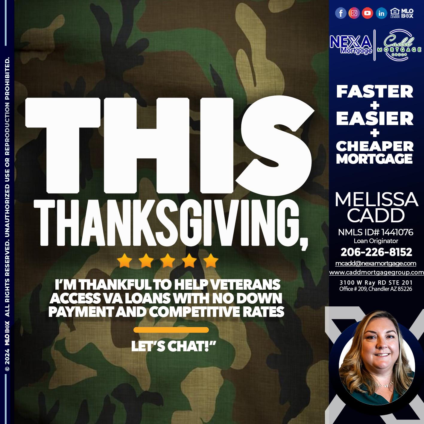 THIS THANKSGIVING - Melissa Cadd -Loan Originator