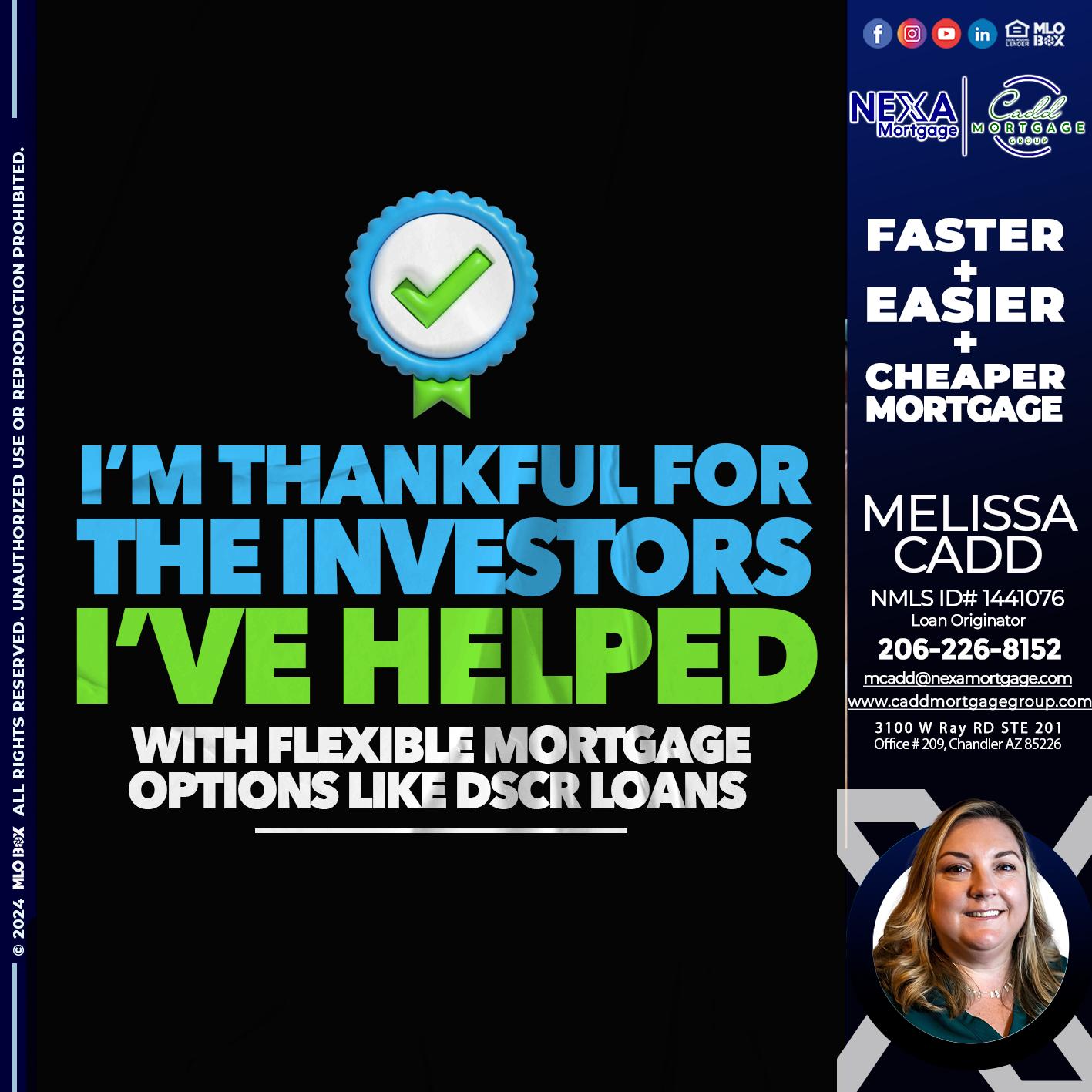 IM THANKFULL - Melissa Cadd -Loan Originator