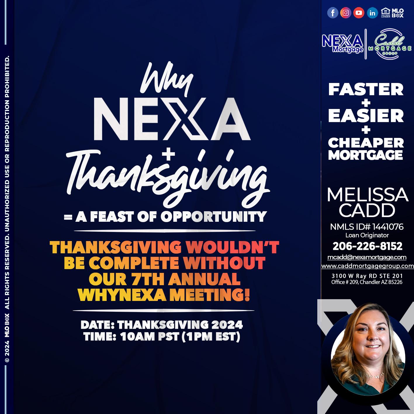 WHY NEXA + THANKSGIVING - Melissa Cadd -Loan Originator