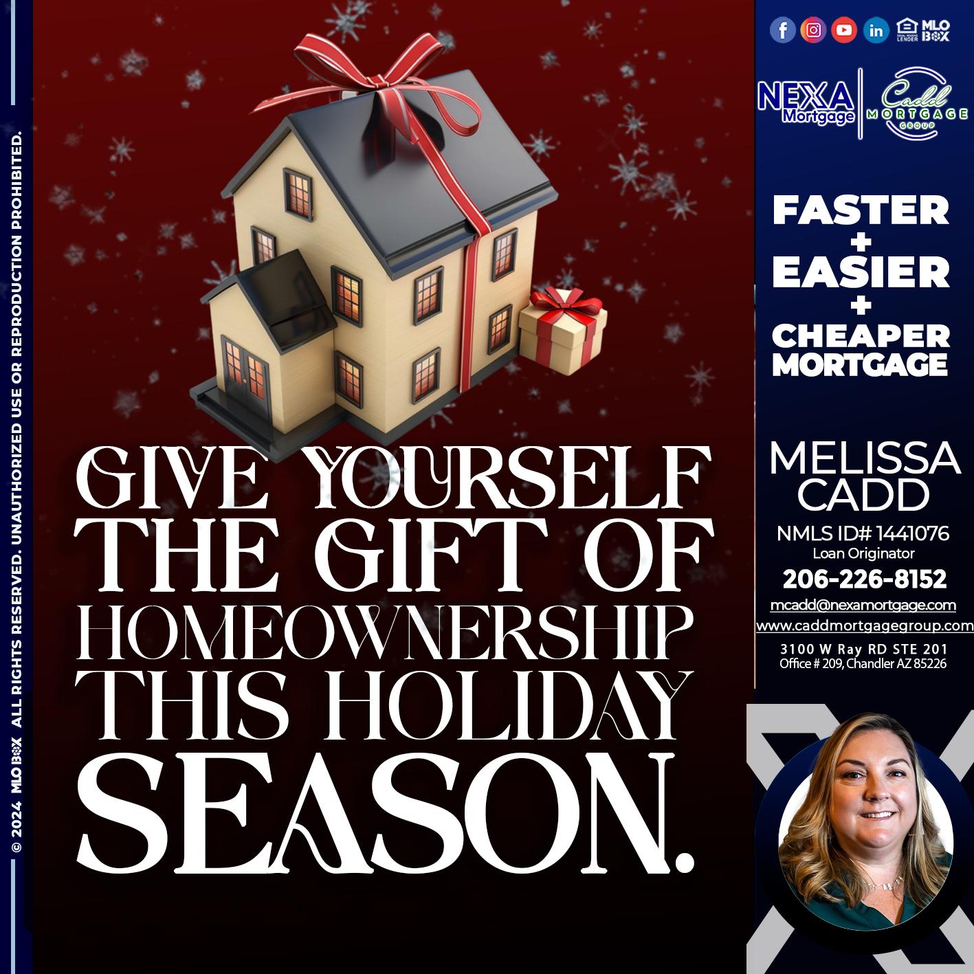 give yourself - Melissa Cadd -Loan Originator