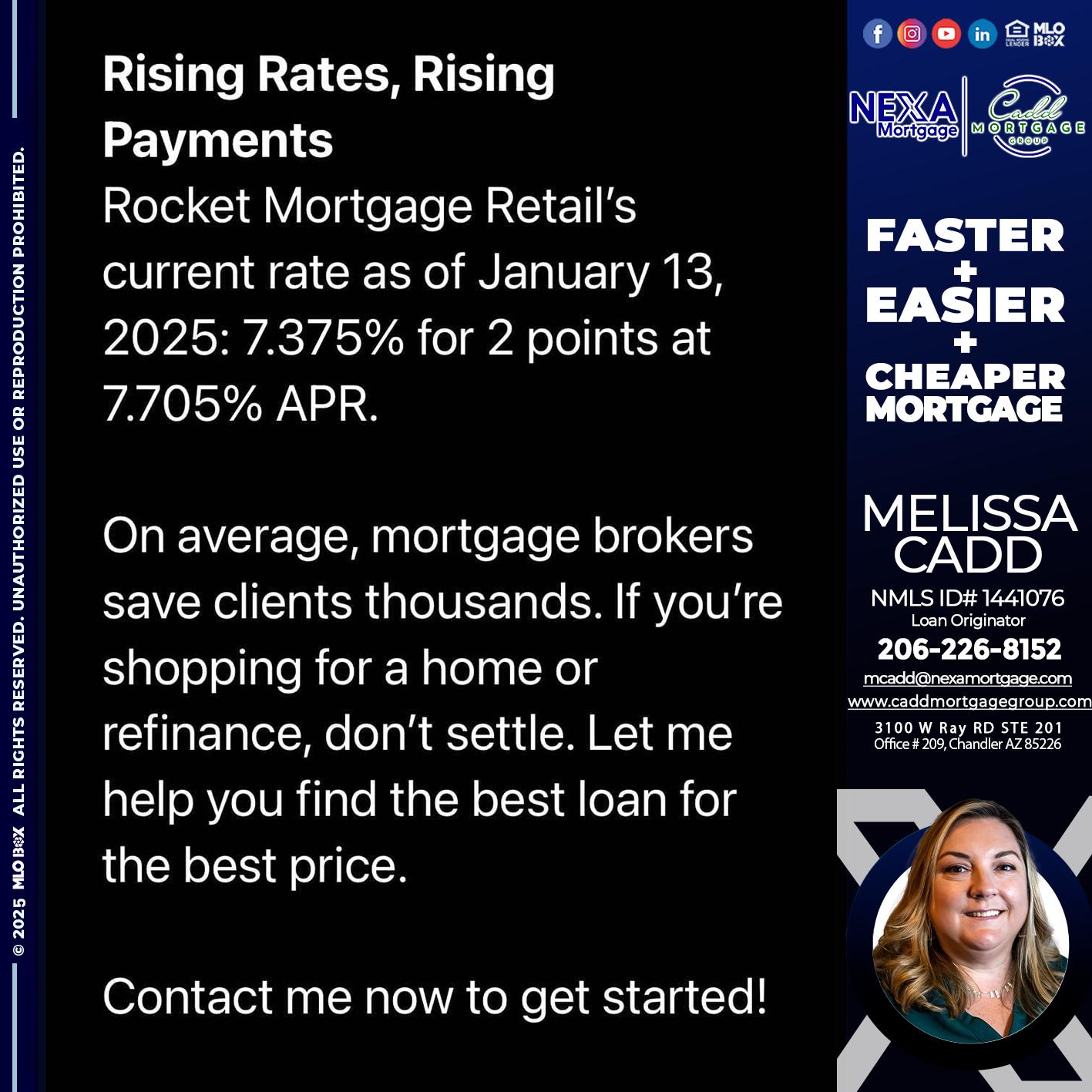 rising rates - Melissa Cadd -Loan Originator