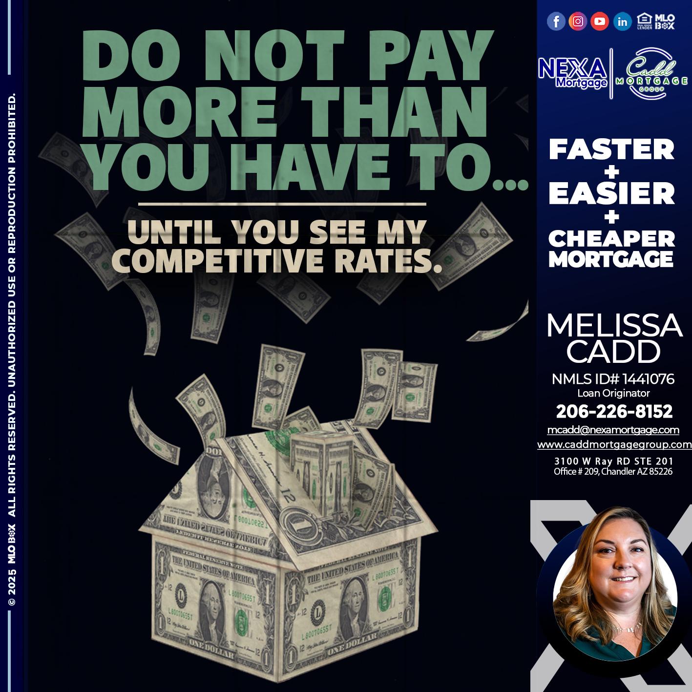 DO NOT PAY - Melissa Cadd -Loan Originator